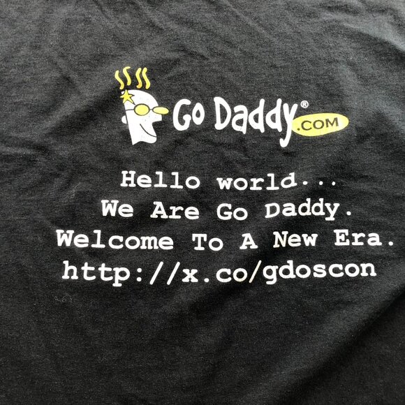 Gildan Men T-Shirt Large Short Sleeve Dry Blend GoDaddy Graphic Black Tee Casual - Picture 7 of 11